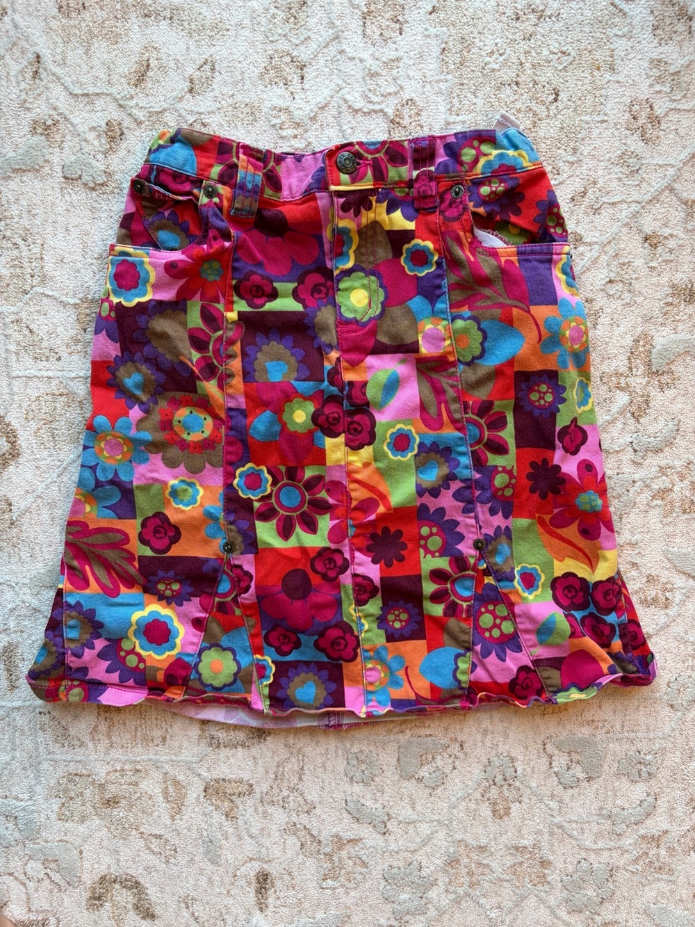 Vibrant Vintage Multicolor Floral Patchwork Children’s Place Skirt